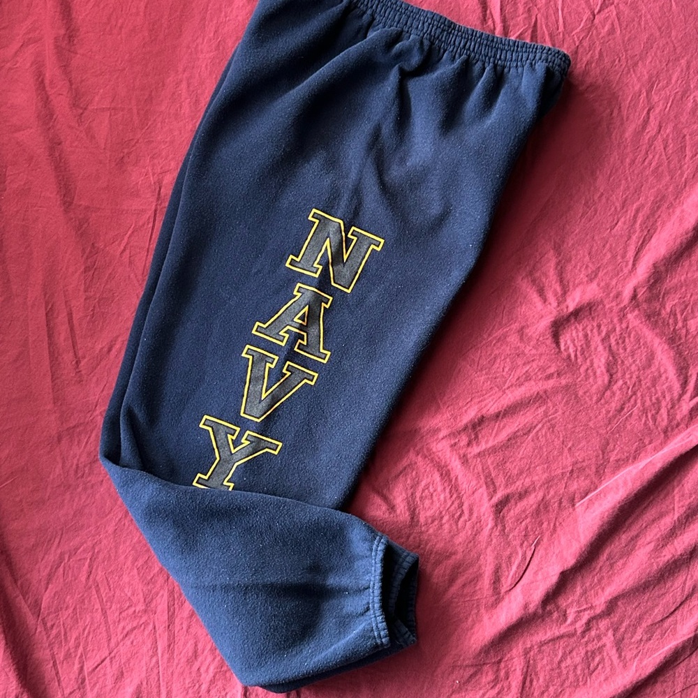 VTG 90s Soffe Navy Blue Sweatpants with Collegiate Style Text Made in USA